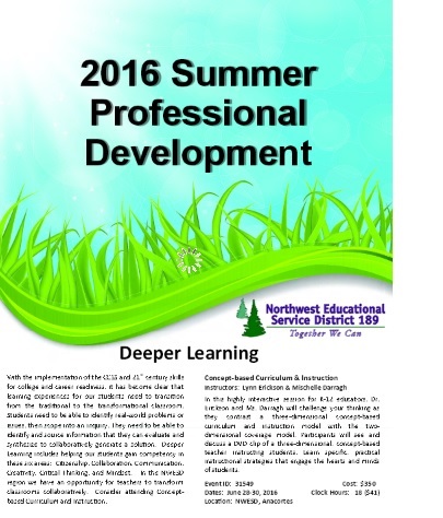 2016 Summer Professional Development flyer cover