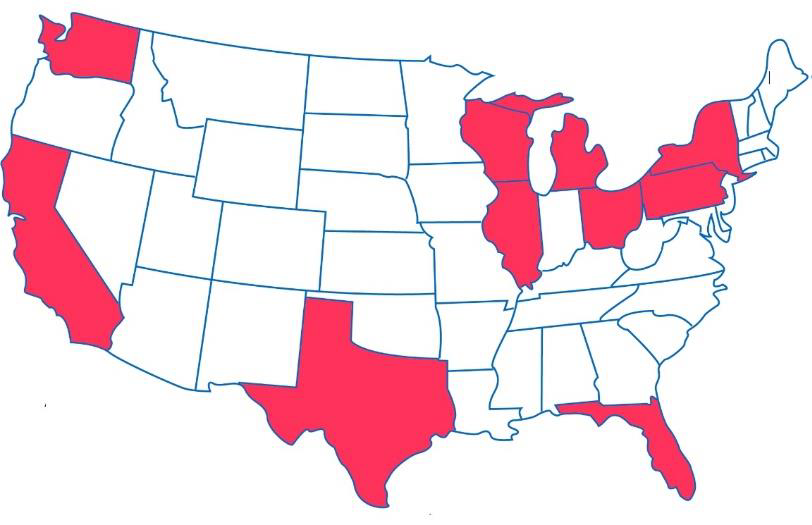 US Map top 10 states of concern