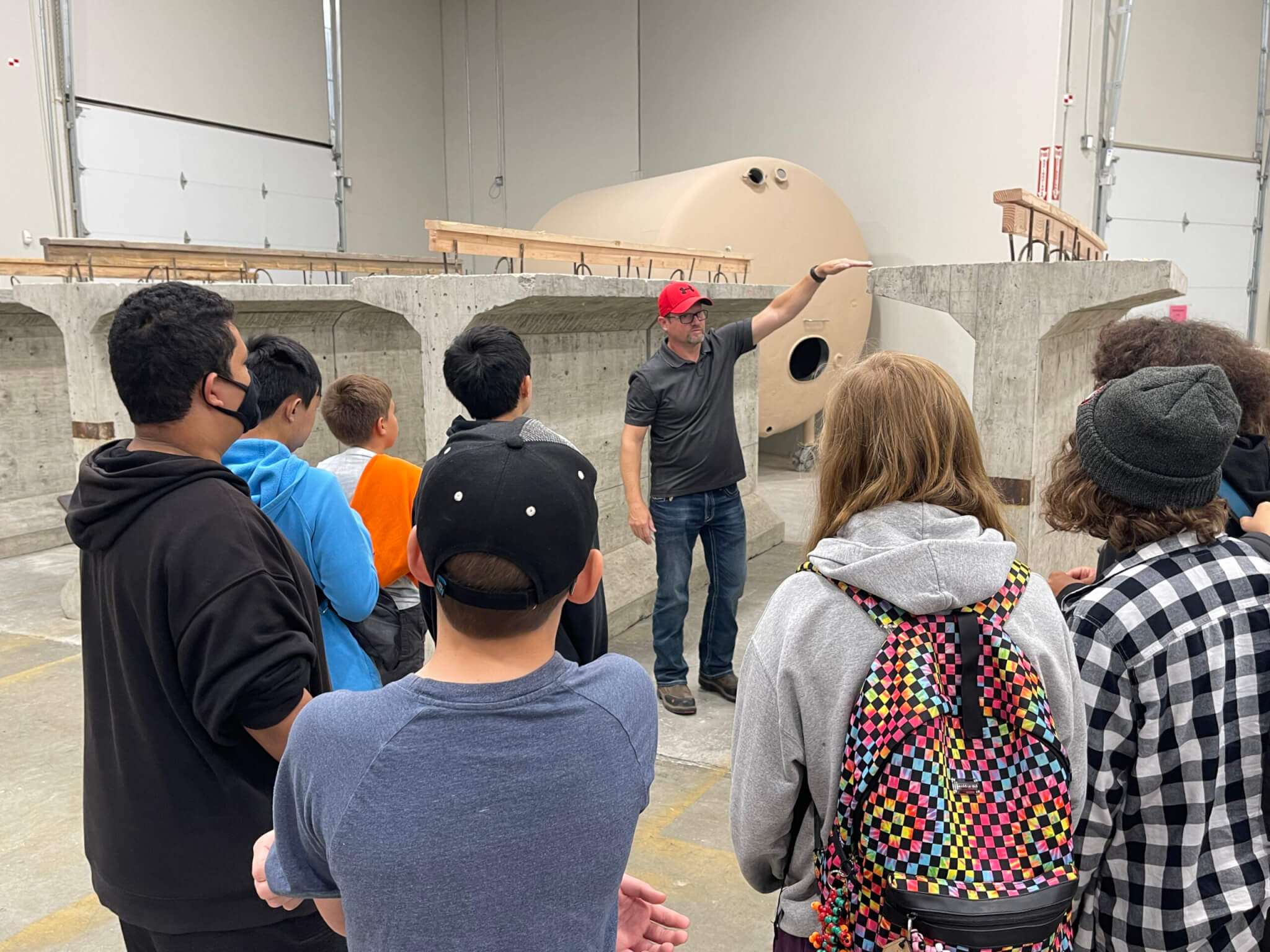 Students listen to a speaker at the carpenter's institute